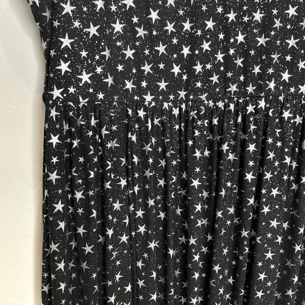 Cosmic Aura Star Silver Foil Mesh Tiered Maxi Dress Womens Plus 4X Whimsigoth 4 - Picture 5 of 11